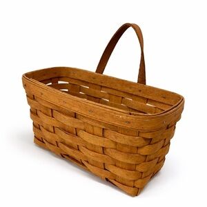 Longaberger Medium Key Basket Plastic Retired 0643 Hanging 1992 leather handle